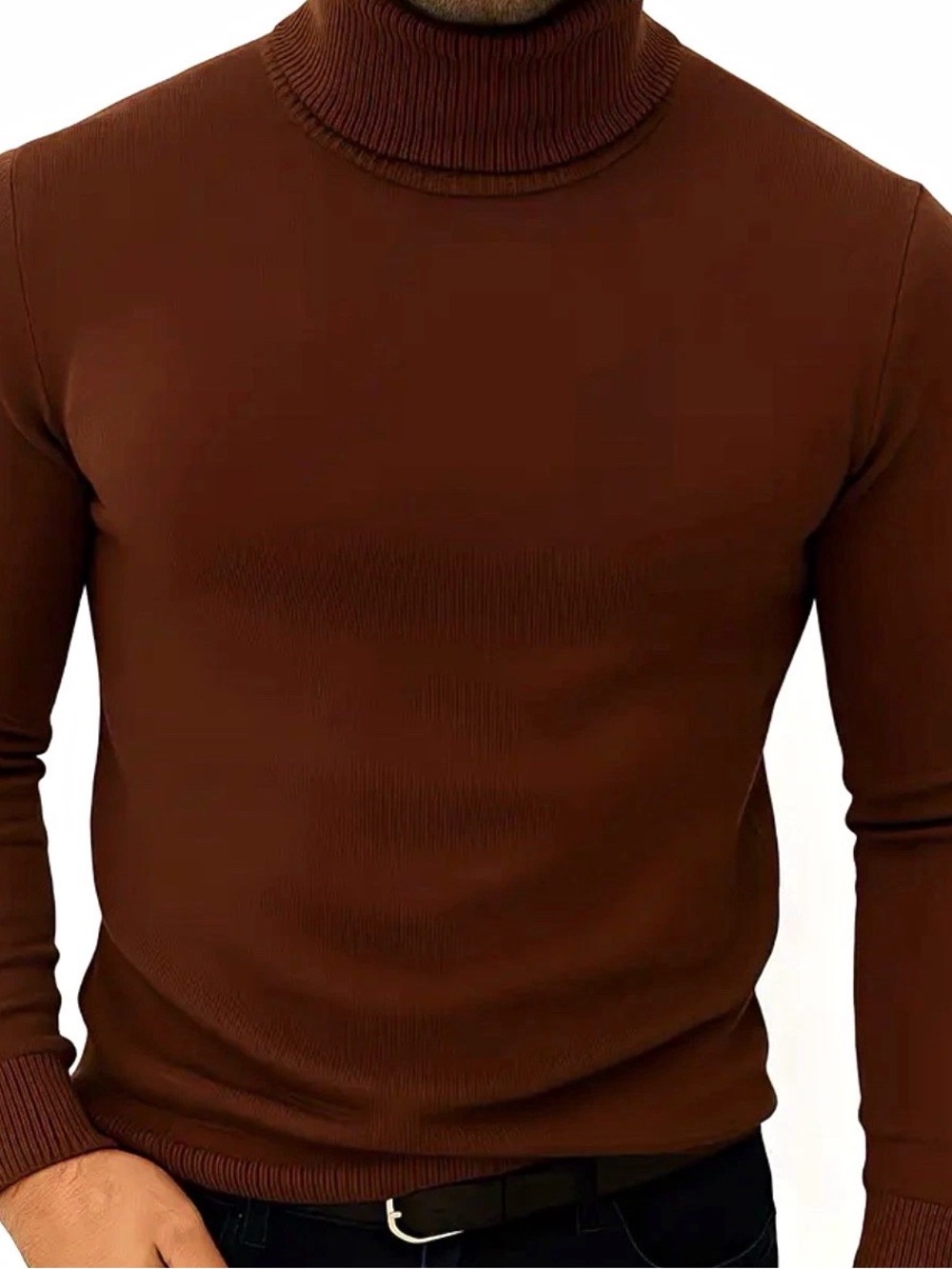 Men's Classic Chestnut Turtleneck Sweater